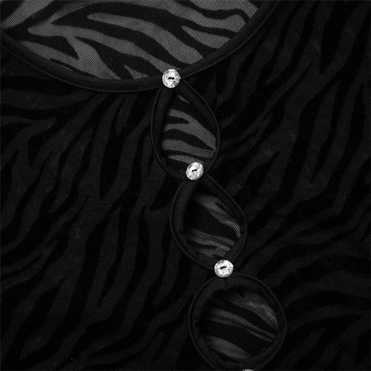 Women Tiger Striped Print Bodycon 2 Piece Set Spring 2024 Sexy Hollow Out Diamonds Crop Top Mini Skirt Outfits