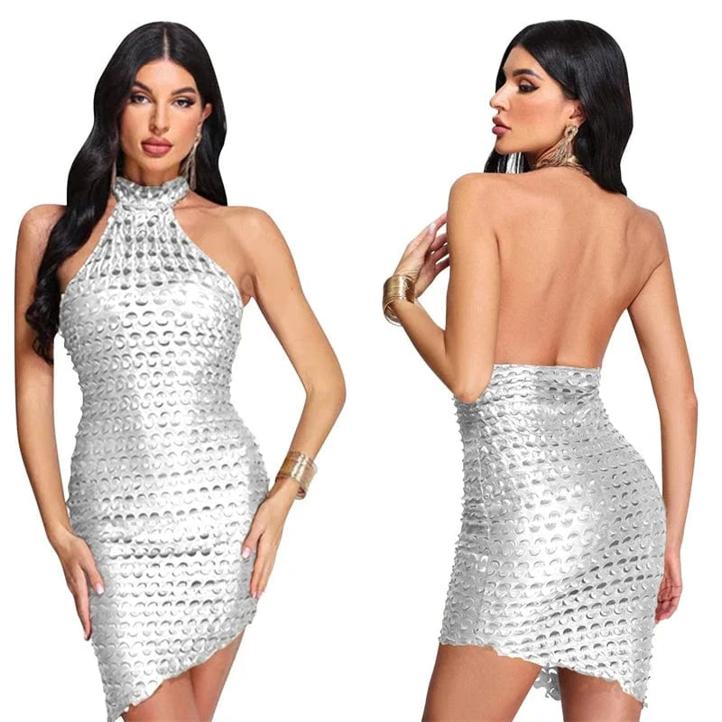 women transparent cute sexy club wear black sleeveless halter neck bodycon mini dress night club summer clothing for women