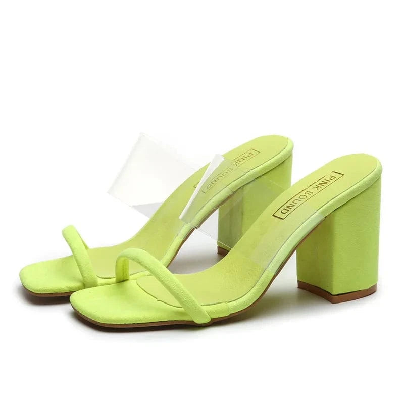 Women Transparent Heel Glass High Heel Shoes Large Size Block High Heel Sandals