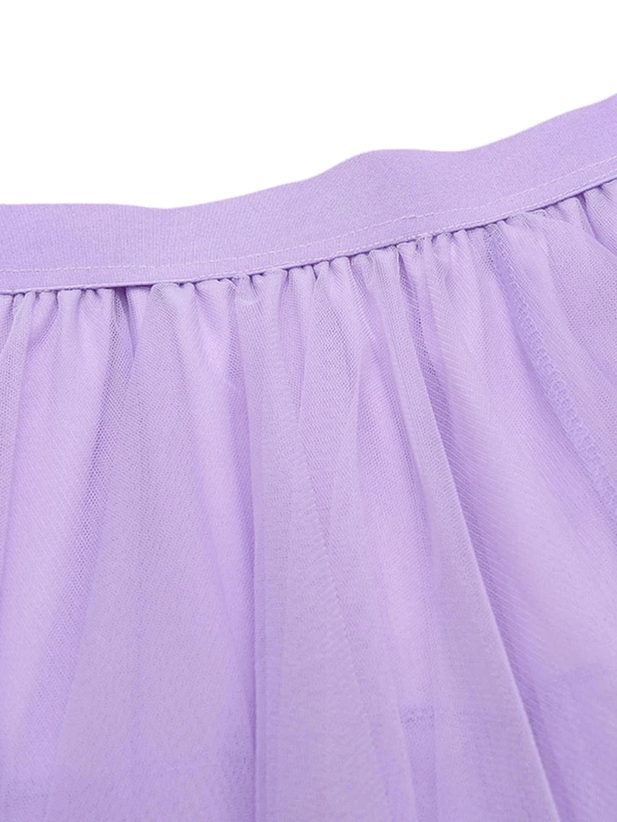 Women Tutu Tulle Skirt Elegant High Waist Mesh Tiered Layered Half Skirt Female Prom Party Midi Skirt for Summer Fairycore Y2K