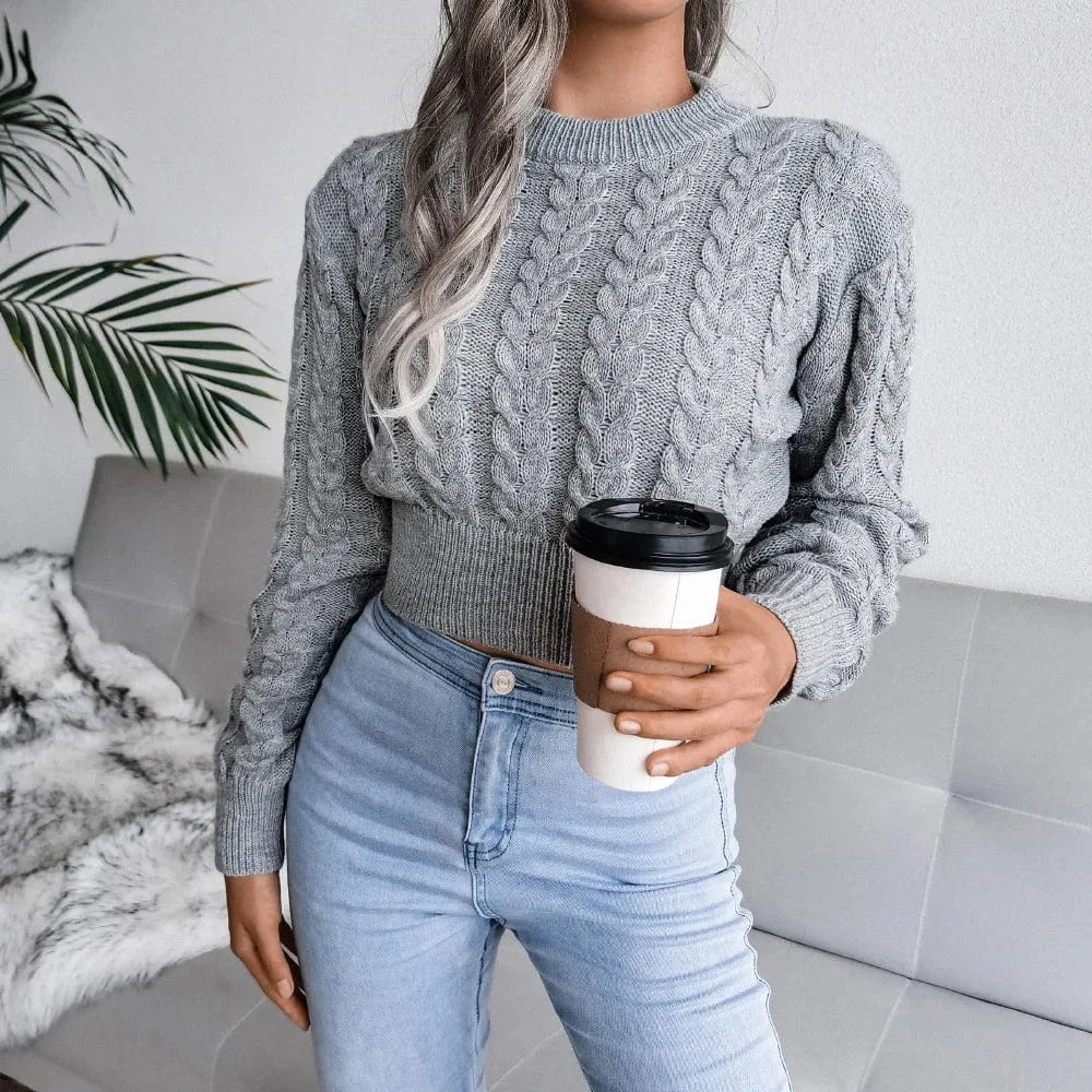 Women Twist Knitted Sweaters Autumn Winter O-Neck Long Lantern Sleeve Slim Knitwear Pullover Tops Elegance Sweet Woman Clothing