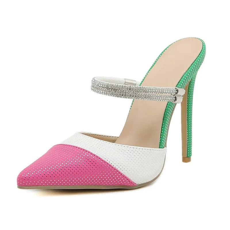 Women US10/EU42 / Color 2023 Spring New Rhinestone Two-Way Wear Pointed Toe Ladies Stiletto Banquet Shoes Heels for Women
