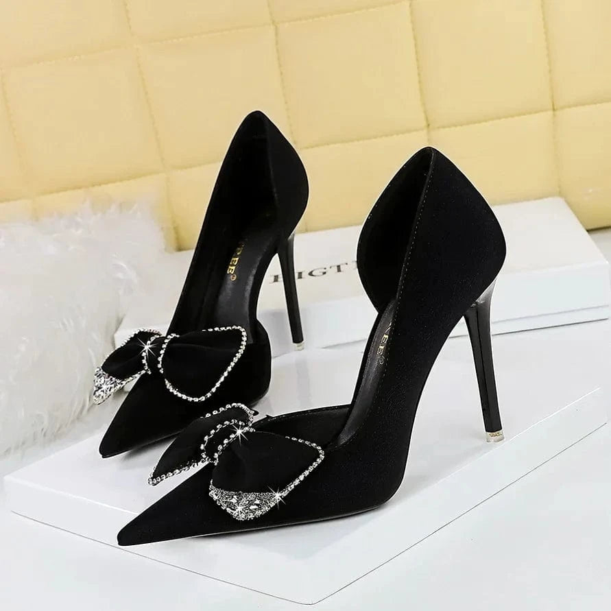 Women US4.5/EU35 / Black Bow Sandales Talon Femme Latest Design No MOQ 1 Sandals Sexy Ladies Stiletto High Heels for Women