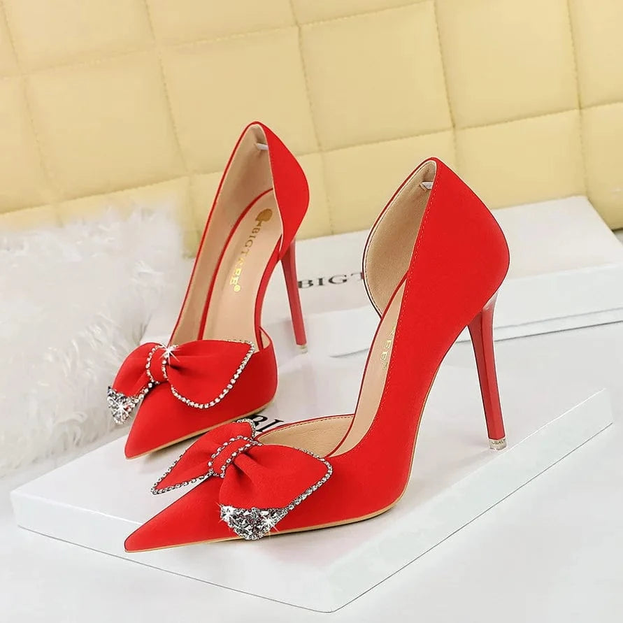 Women US4/EU34 / Red Bow Sandales Talon Femme Latest Design No MOQ 1 Sandals Sexy Ladies Stiletto High Heels for Women