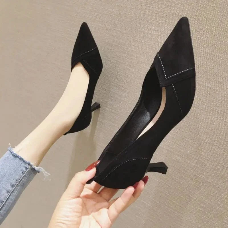 Women US5/EU36 / black(7.5CM) 5.5CM/7.5CM New arrival 2023 Hot Selling Women Dress Office Shoes Pointed Toe Low Heels for Ladies