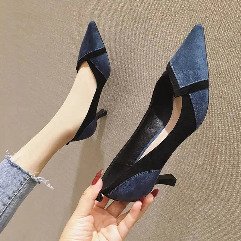 Women US5/EU36 / Blue(5.5CM) 5.5CM/7.5CM New arrival 2023 Hot Selling Women Dress Office Shoes Pointed Toe Low Heels for Ladies