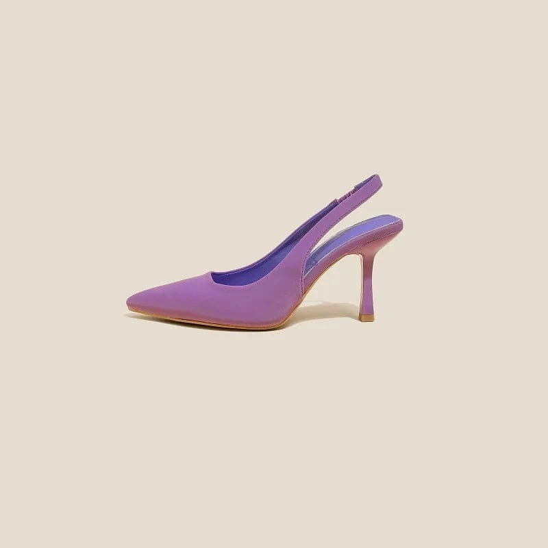 Women US5/EU36 / Purple Plus Size 35~43 Designer Sandals Brand High Heels Pointed Toe Stiletto Banquet Wedding Summer Ladies Shoes Women Pumps