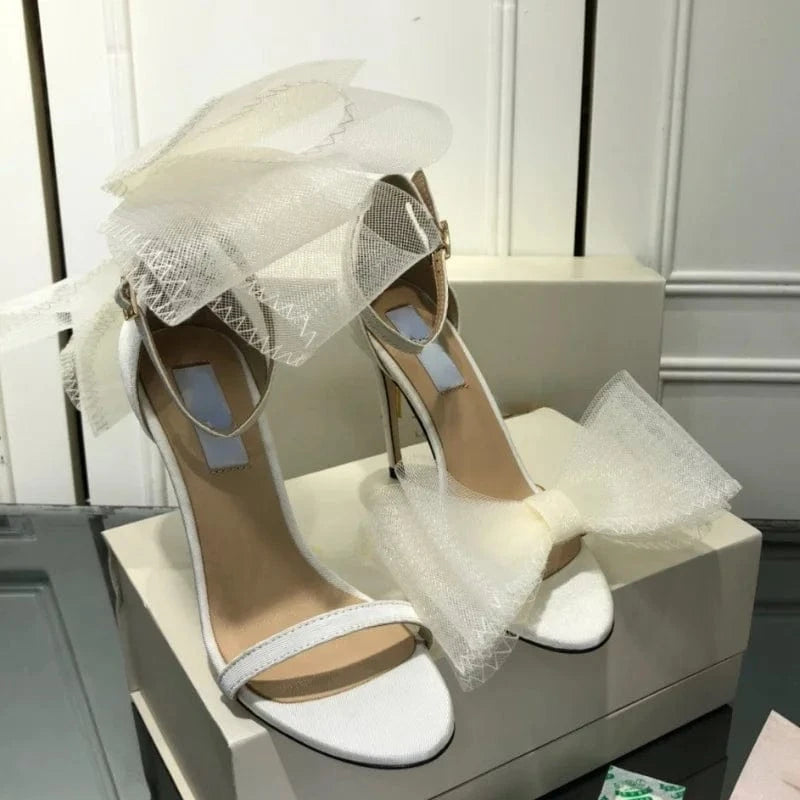 Women US5/Eur36 / White Detachable Bow Luxury Bride Wedding Shoes Stilettos Sexy White Big Bow Heels for Ladies