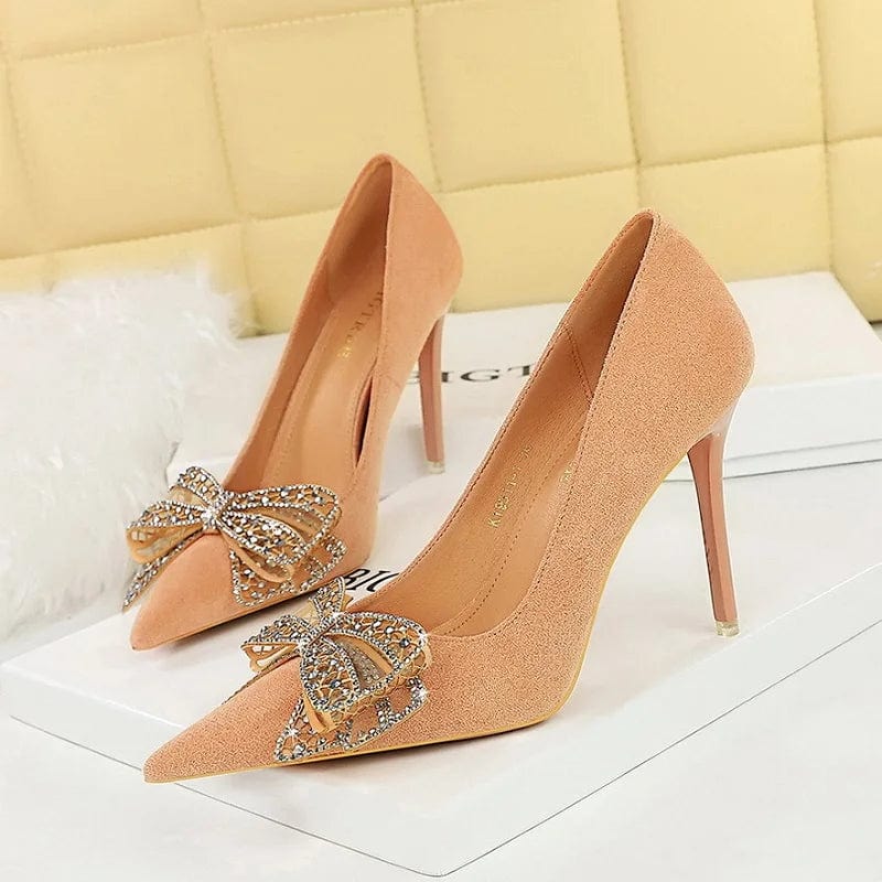 Women US7/EU38 / Khaki New Style Sexy Talons Fashion Flower Rhinestone Stiletto Shoes Sandals Summer Pointed Toe Women's High Heels
