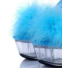 Women US8/EU40 / Blue(Black Sole) Platform Sandale Femme Glass Bottom Open Toe Furry High Heel Shoes Mules Slippers for Women