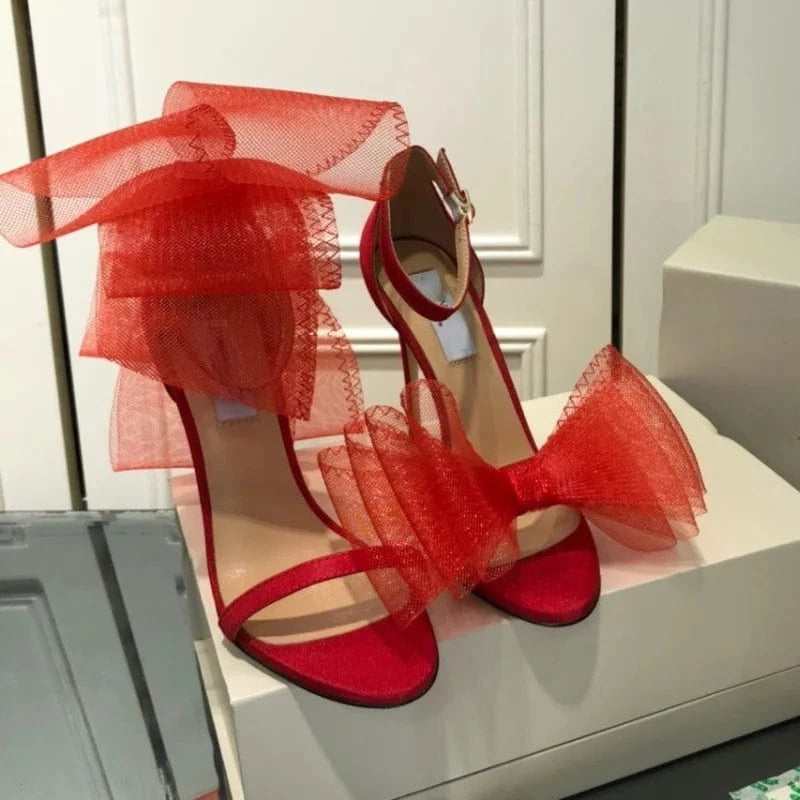 Women US9/Eur41 / Red Detachable Bow Luxury Bride Wedding Shoes Stilettos Sexy White Big Bow Heels for Ladies