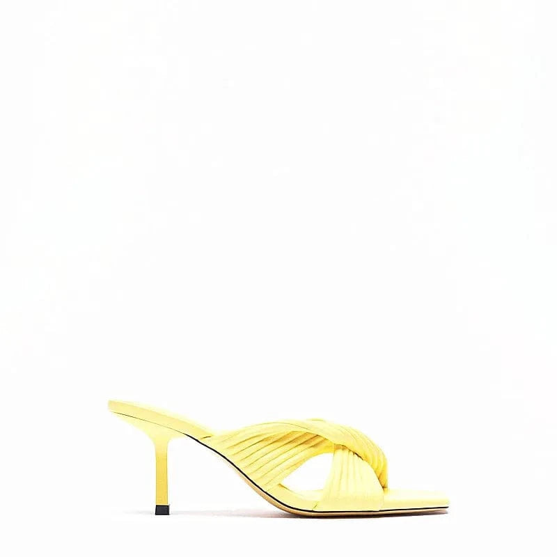 Women Wrapped Strappy Casual Square Peep Toe High Heels Sandals Ladies Casual Dress Shoes