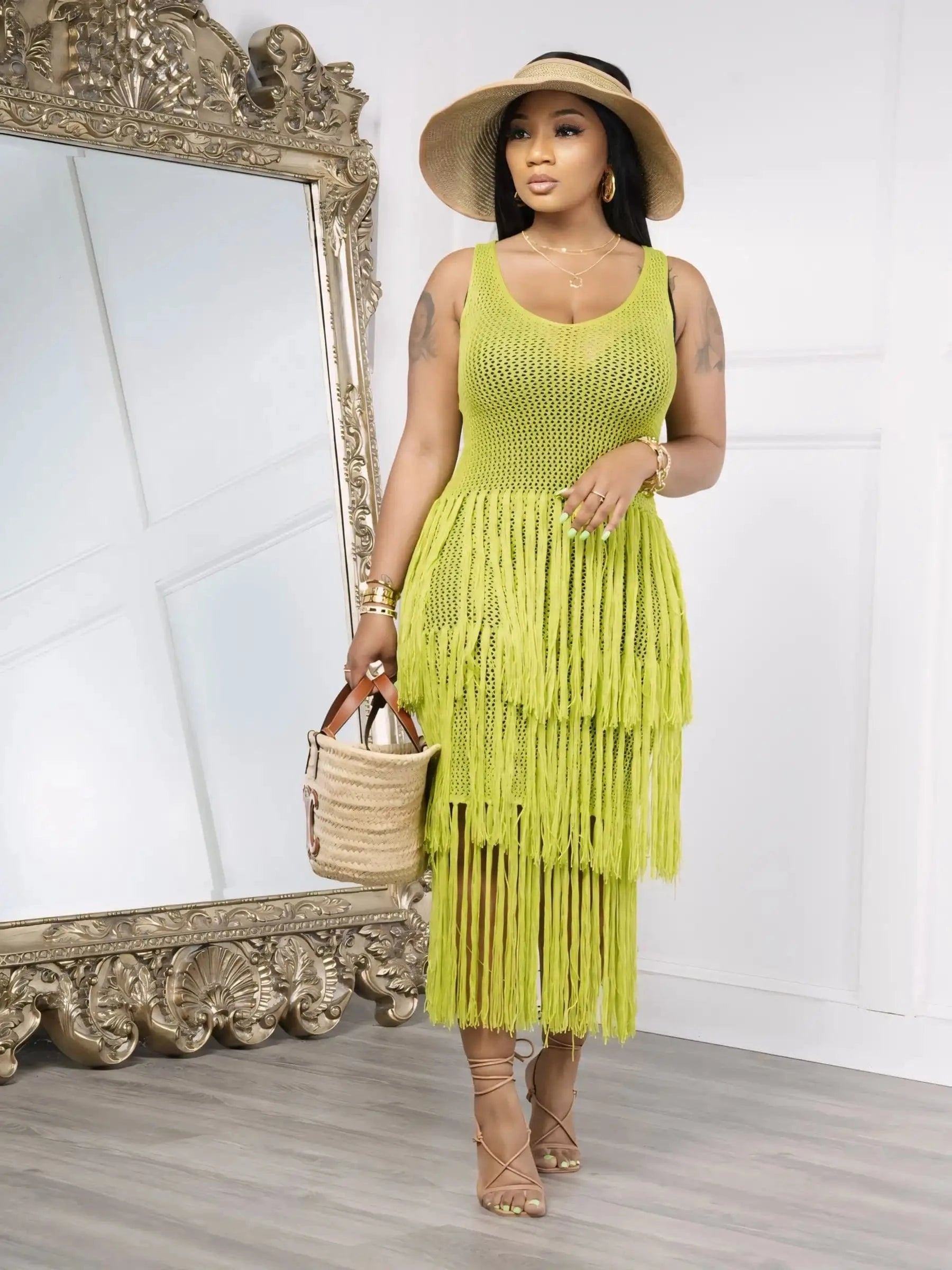 Womens affordable clothing summer sun hollow out mesh cover up beach dress for women