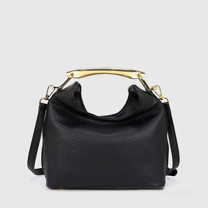 Women's Bag Lychee Pattern Metal Handle Shoulder Bag Evening Clutch Bag Fashion Half - moon Crossbody Bag - SN Wigs & More