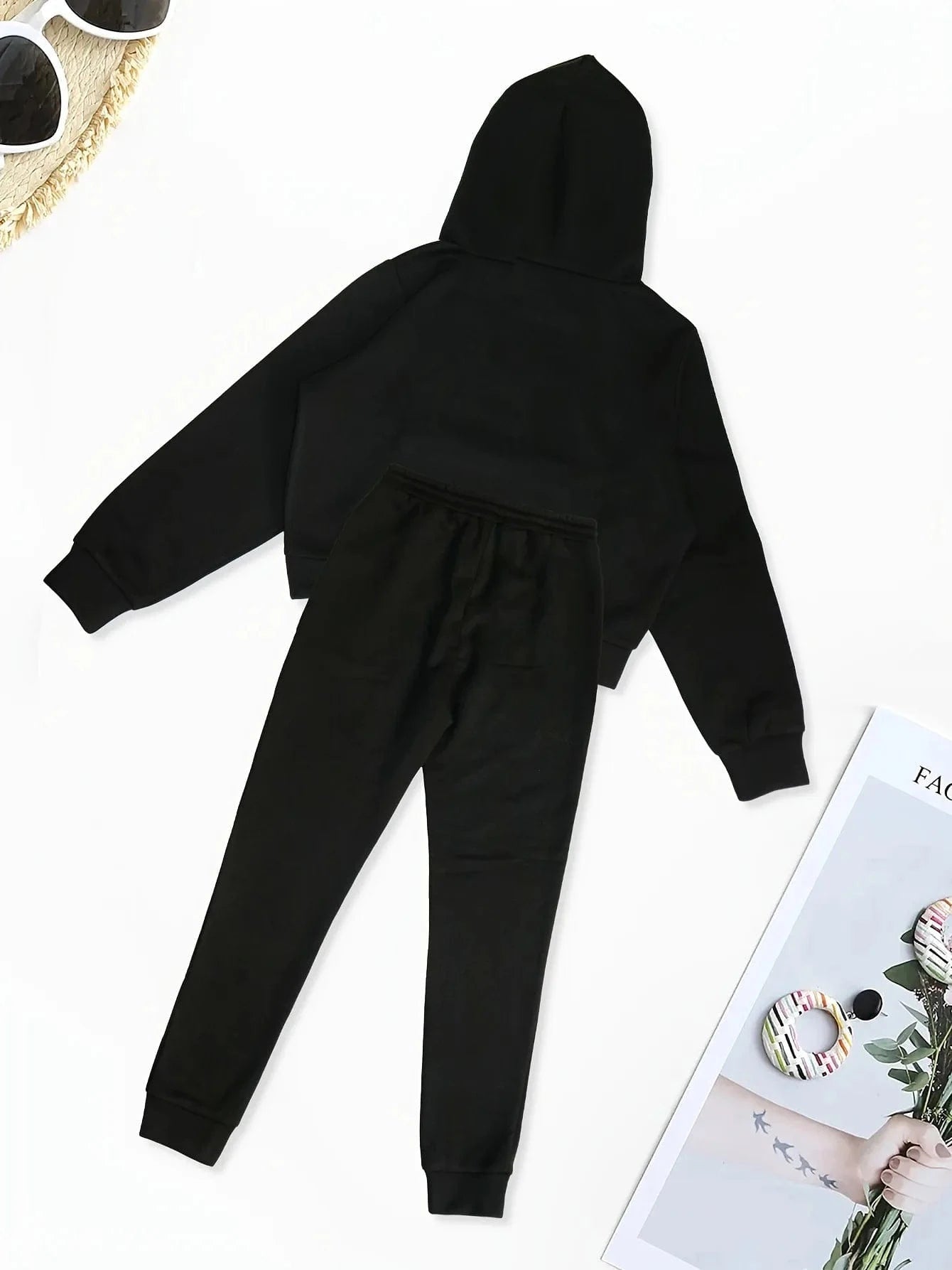 womens two piece jogger hoodie set printed fashion slim fit sweatpants and hoodie set