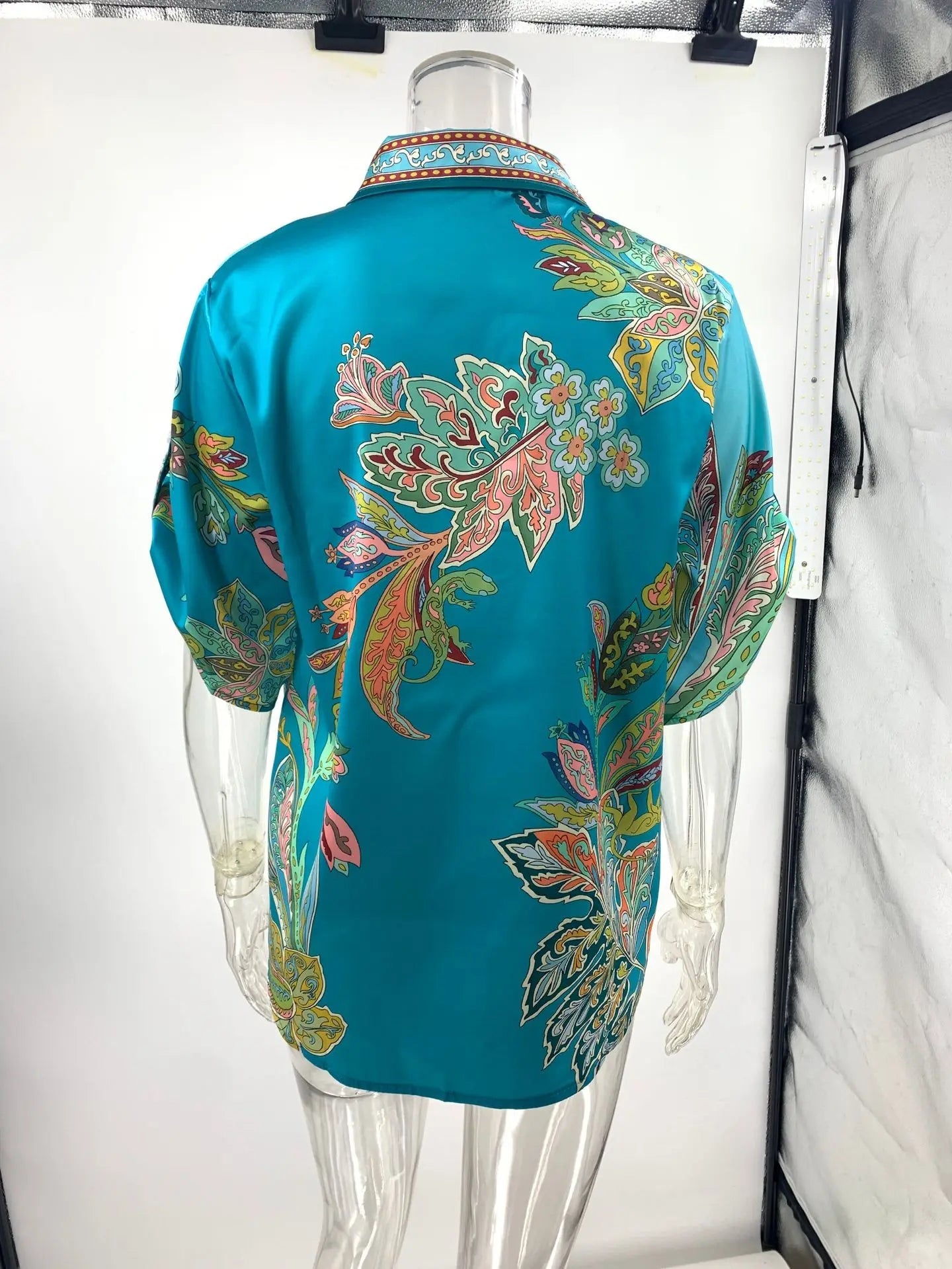Womens Two Piece Suit Set With Long Sleeve Shirt And Wide Leg Trousers Retro Print Spring Summer Style - SN Wigs & More