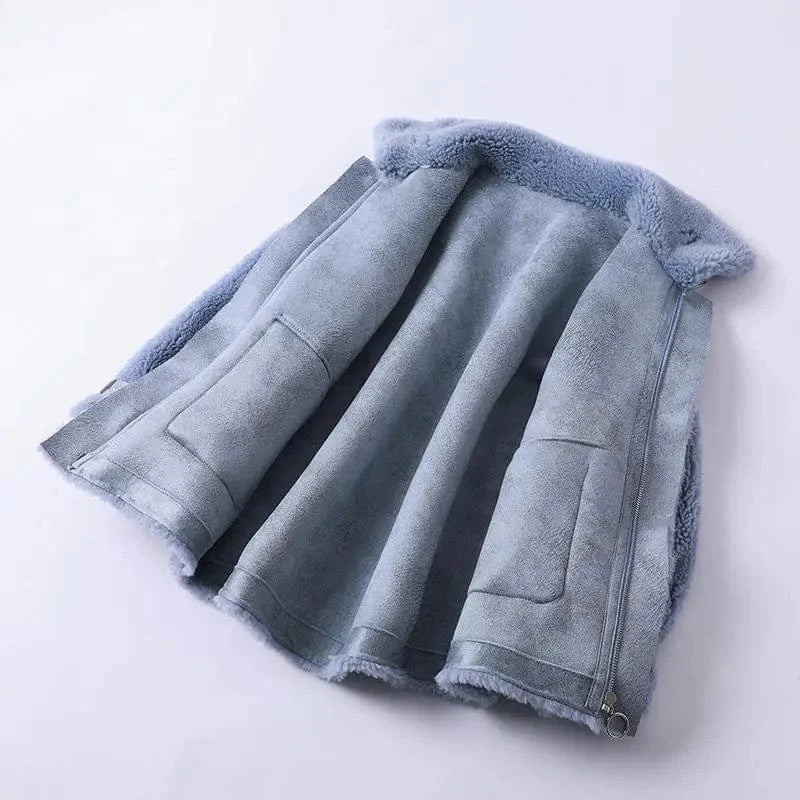 Wool fur women pink trench cute fur coat custom winter coat new style 2022