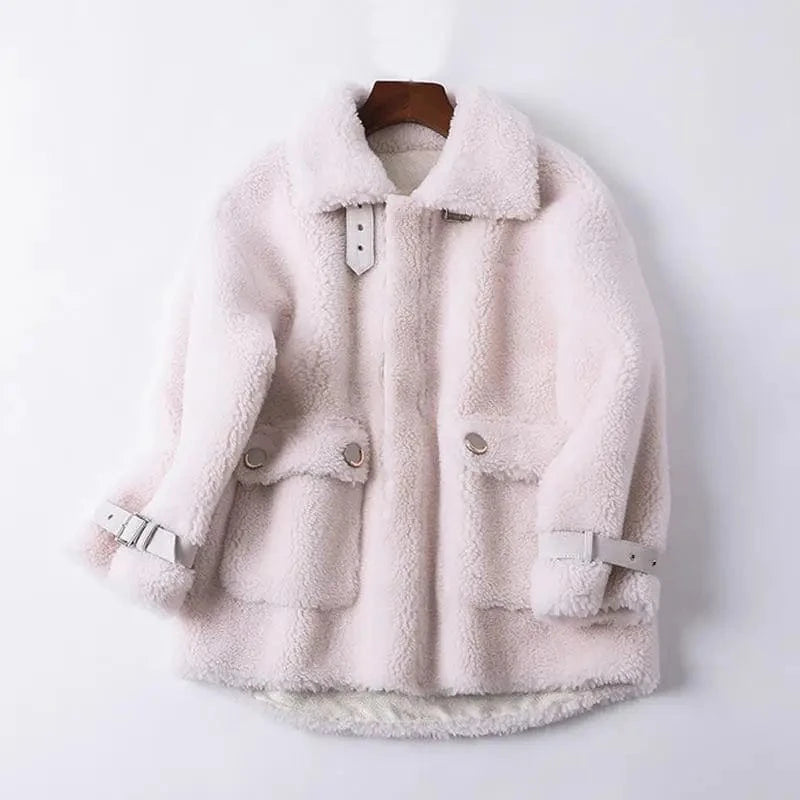 Wool fur women pink trench cute fur coat custom winter coat new style 2022