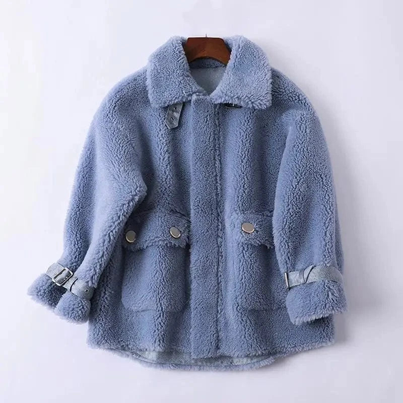 Wool fur women pink trench cute fur coat custom winter coat new style 2022