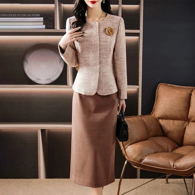 Woolen small fragrant style set for women's autumn and winter 2024 new style slim fit two-piece skirt YMA36890159
