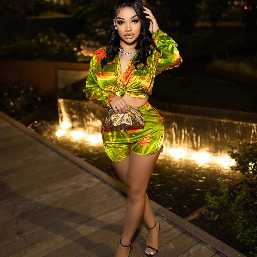 X1166 New Arrivals 2024 Classy Hawaii Style Fall Outfits Long Sleeve Beach 2 Piece Set Fashionable Boutique Clothing Women