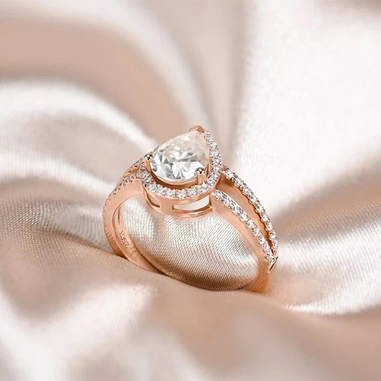 Xingyue jewelry Hola pear-shaped 18K Rose gold ring engagement wedding moissanite ring for women