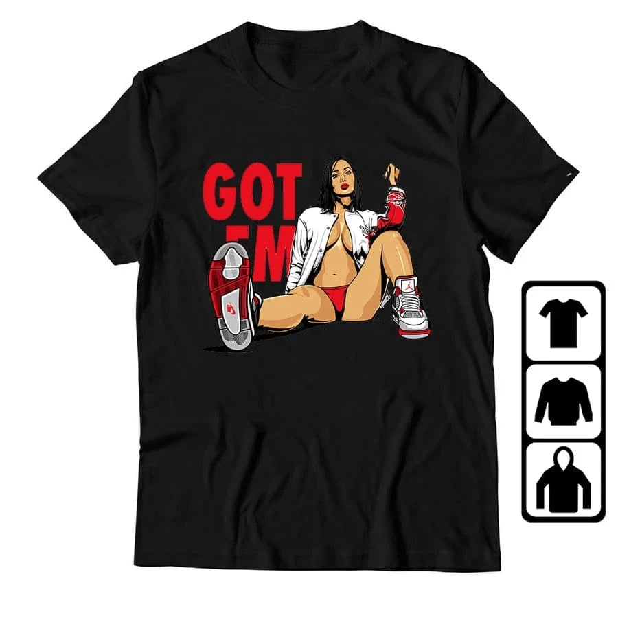 XL / 043048 Black WHAT the 4s Sneaker Match Women's T-Shirt