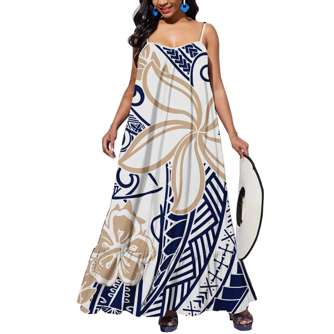 XL / 0511C-D7Q 2024 New Arrival Custom Print Tonga Polynesian Tribal Casual Dresses Plus Size Party Outdoor Summer Polynesian Clothing