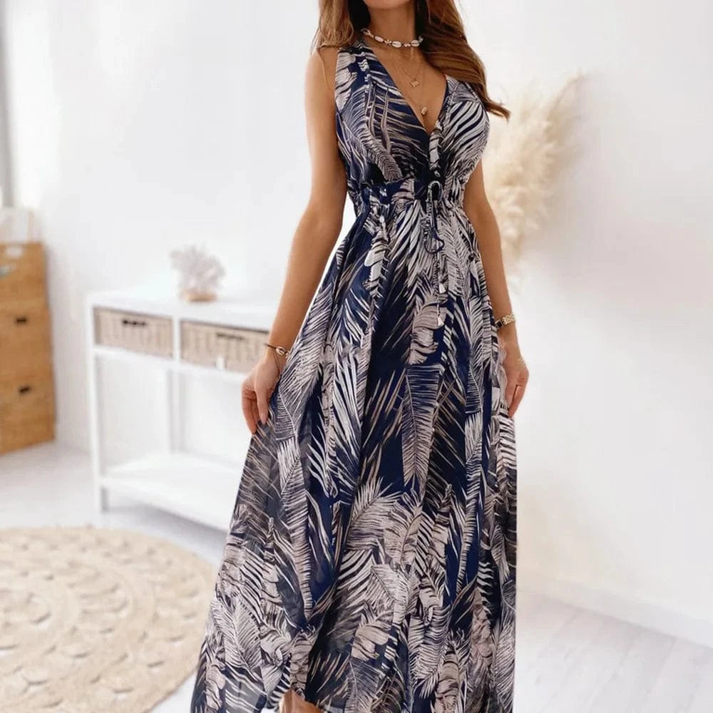 XL / 4 2024 Europe And The United States Summer Dress New Fashion Casual Print Strap Dress Female