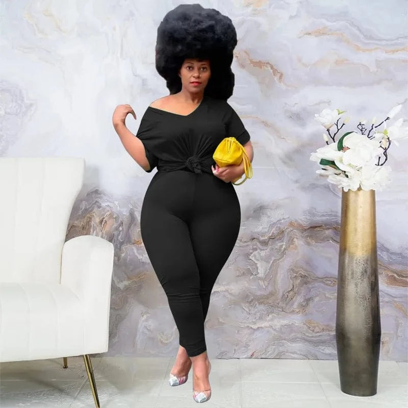 XL / Black Plus Size Two Piece Set Outfits Loungewear Sets Fall Oversized Loose Tshirts Legging Sweatpants Sweatsuits Tracksuit Women