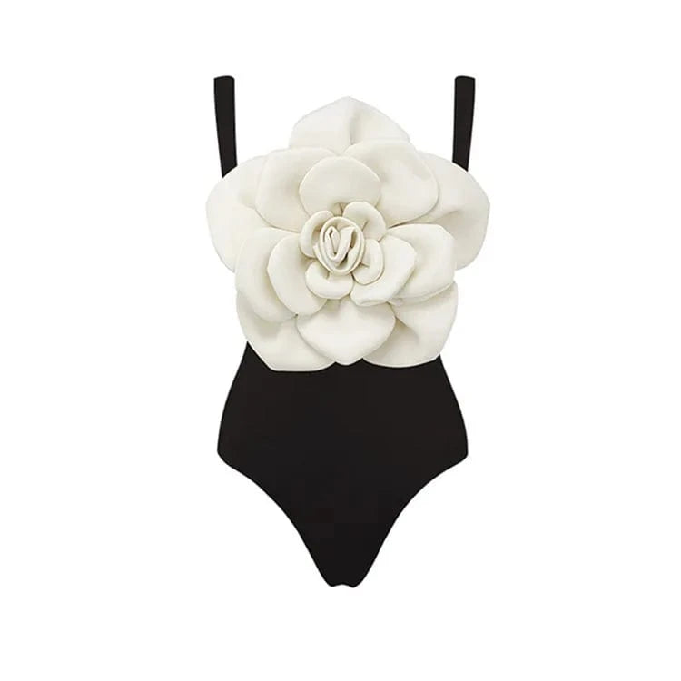 XL / Black white swimsuit Liu Ming Hot Selling Fashion 2024 Sexy Women Swimwear 3D Flower One Piece Swimsuit Skirt Bikinis Set Beachwear Bathing Suit