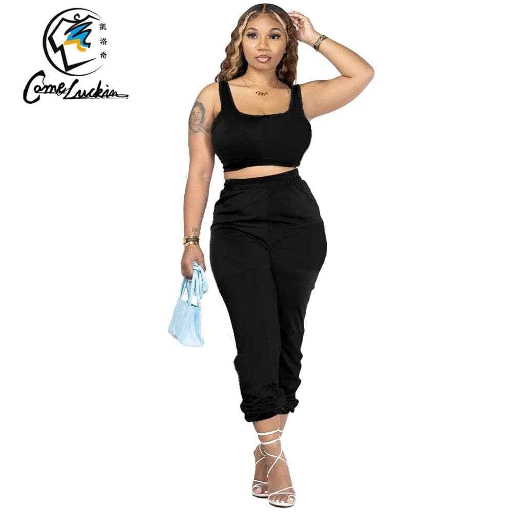 XL / Black Wholesale Women Jogger Suits Set Summer Lounge Wear Custom Logo Sweat Pants Set Two Piece Pants Jogger Set Women