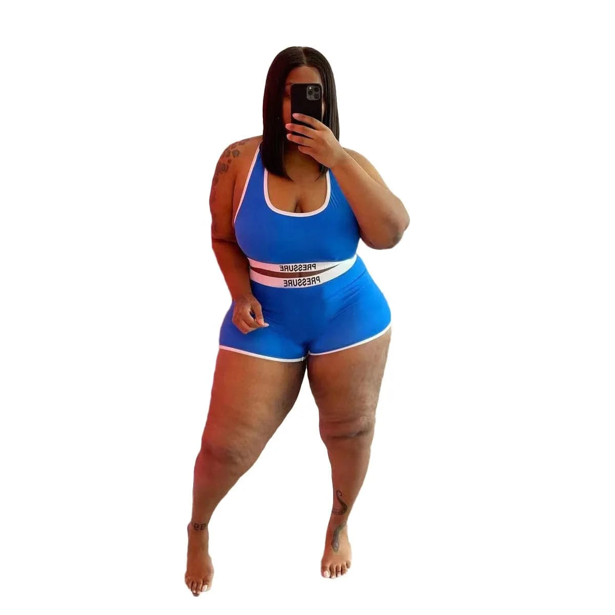 XL / Blue 2024 2024 women's fashion casual sexy letter printed swimsuit two-piece set