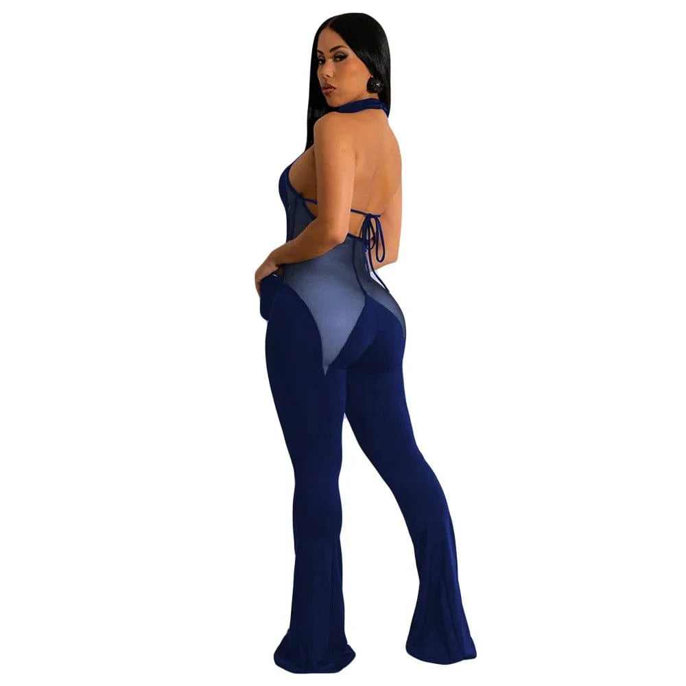 XL / Blue Dropshipping Products 2023 Sexy Mesh Jumpsuit Women Clothing Backless One Piece Romper&Jumpsuits for Women