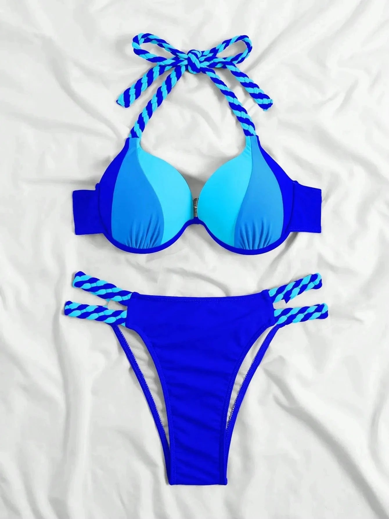 XL / Blue High Quality 2024 Bathing Suits Woman Bikini Beachwear Sexy Swimsuits 2 Piece Swimwear
