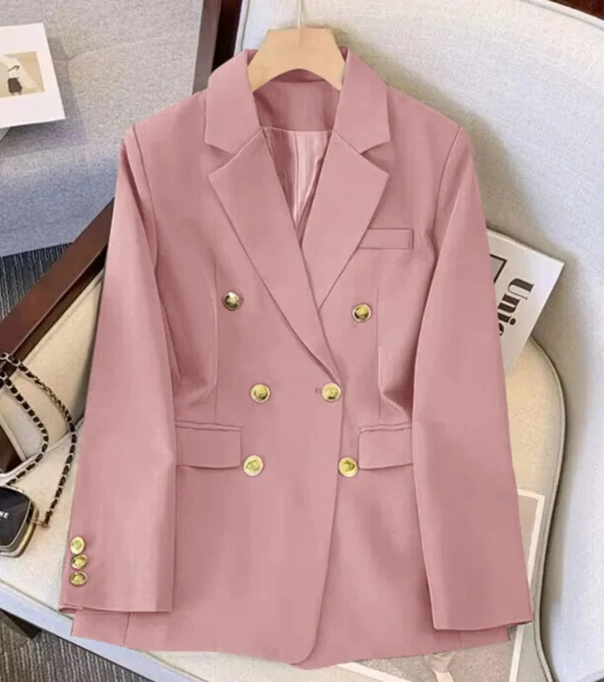 XL / coat Pink Liu Ming Fashion Wholesale Spring Autumn Women High End Blazer 2 Piece Pants Set