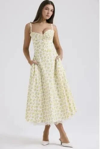 XL / COLOR 2 Plus Size Lady Spring Summer Dress Floral Print Halter Long Dresses Casual Bohemian Sleeveless Women Beach Party Dress 2024