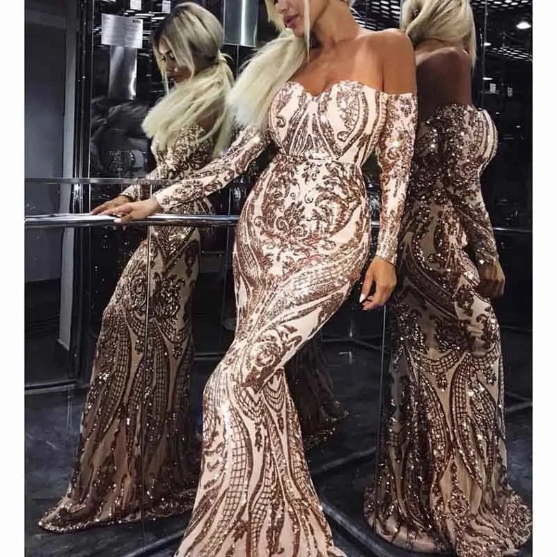 XL / Gold 2024 Guanzhou Wholesale Luxury Wedding Dress Ball Gown Long Evening Dress Womans Plus Size Dress