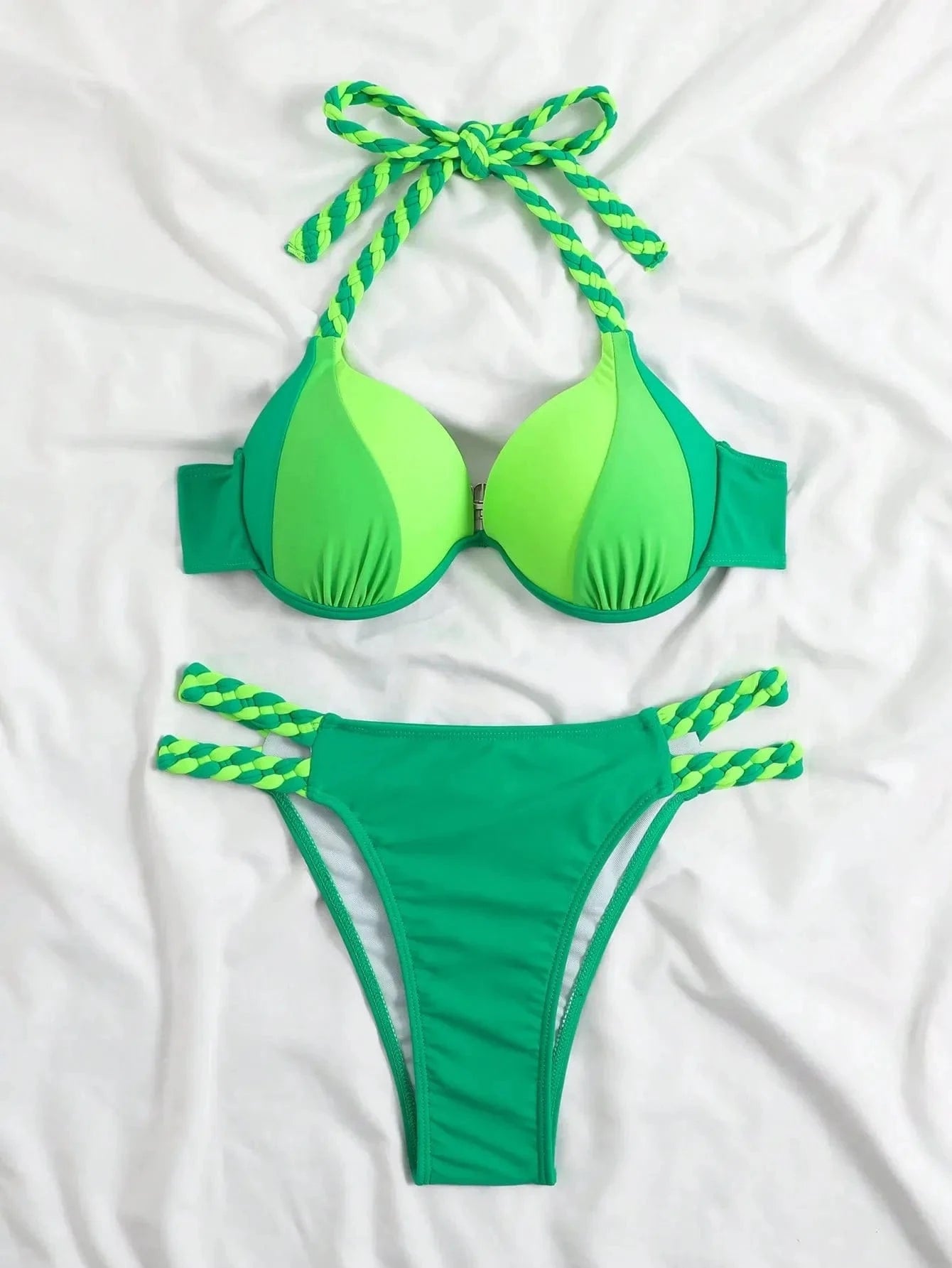 XL / Green High Quality 2024 Bathing Suits Woman Bikini Beachwear Sexy Swimsuits 2 Piece Swimwear