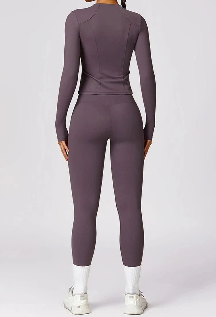 XL / Long-sleeved top Purple 2024 New Fitness Sportswear Training Fall High quality Long Sleeve Sports Coat Long Sleeve Yoga Top With Zipper