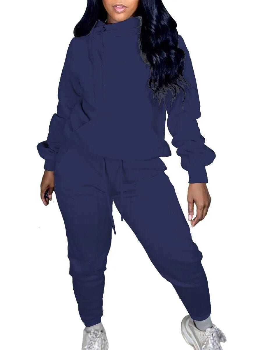 XL / NAVY S-3XL Custom Logo Ladies Jogger 2 Piece Fitness Clothing Sweat Track Suits Jogging Sportsuit Womens Tracksuits