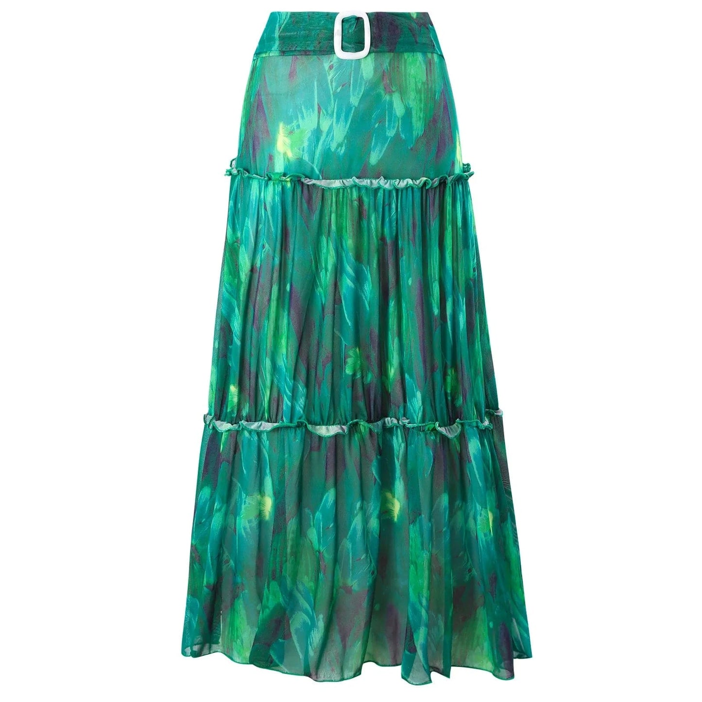 XL / Only skirt BESTWAYCLOX 2024 new factory digital print one pieces swimsuit Hollow out and Skirt two pieces Beach sets with Belt Swimwear OEM