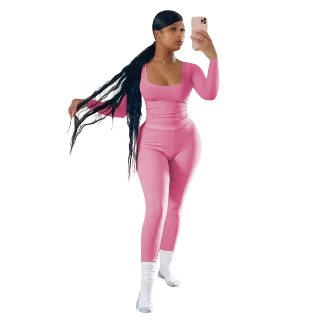 XL / Pink Custom Logo Wholesale Ribbed 2 Piece Knit Set Women Spring 2024 Full Woman Pants and Top Outfit Ladies Knitted Suit