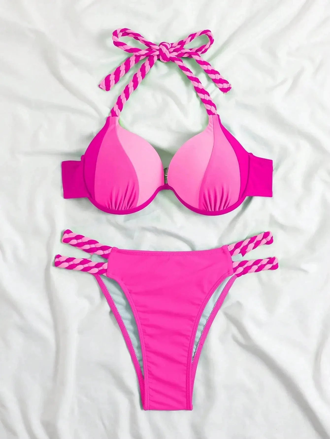 XL / Pink High Quality 2024 Bathing Suits Woman Bikini Beachwear Sexy Swimsuits 2 Piece Swimwear