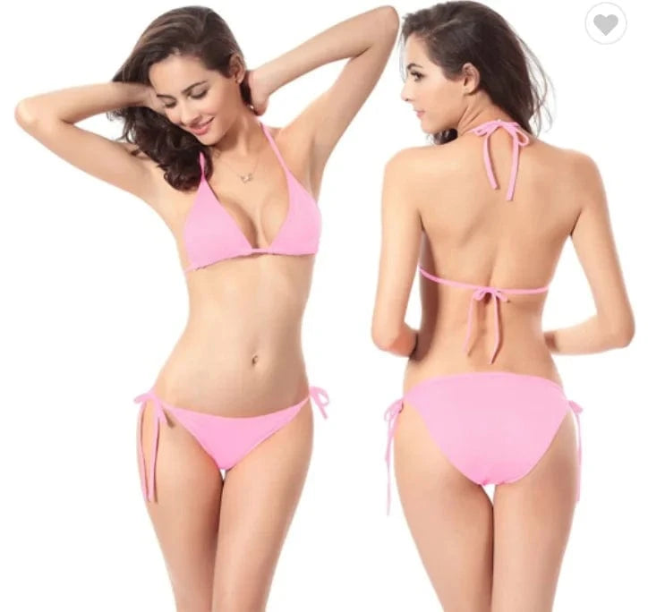 XL / Pink Liu Ming Hot Selling Wholesale OEM Cheap Women Sexy More Solid Colors Swimsuit Swimwear Bikini