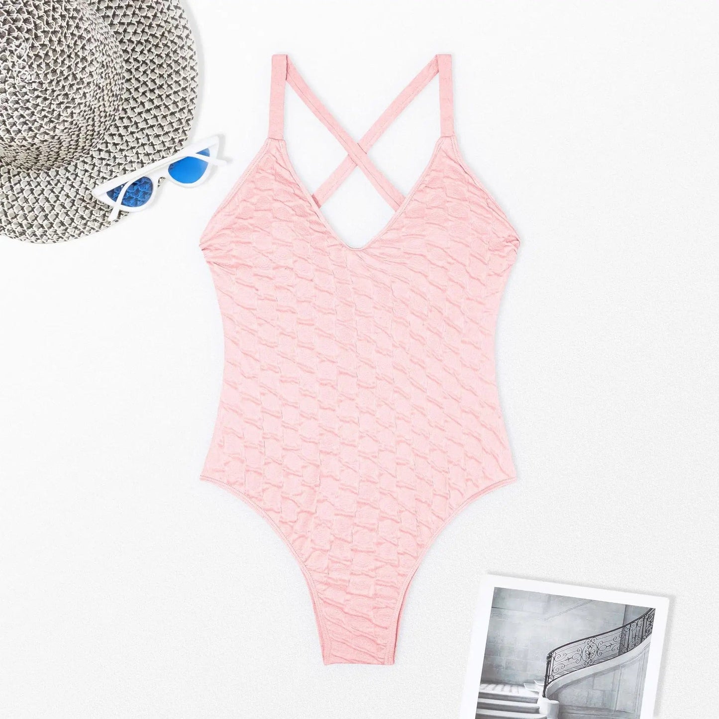 XL / Pink New Sexy Swimwear Solid Backless Quick Dry Women Thong One Piece Swimsuit