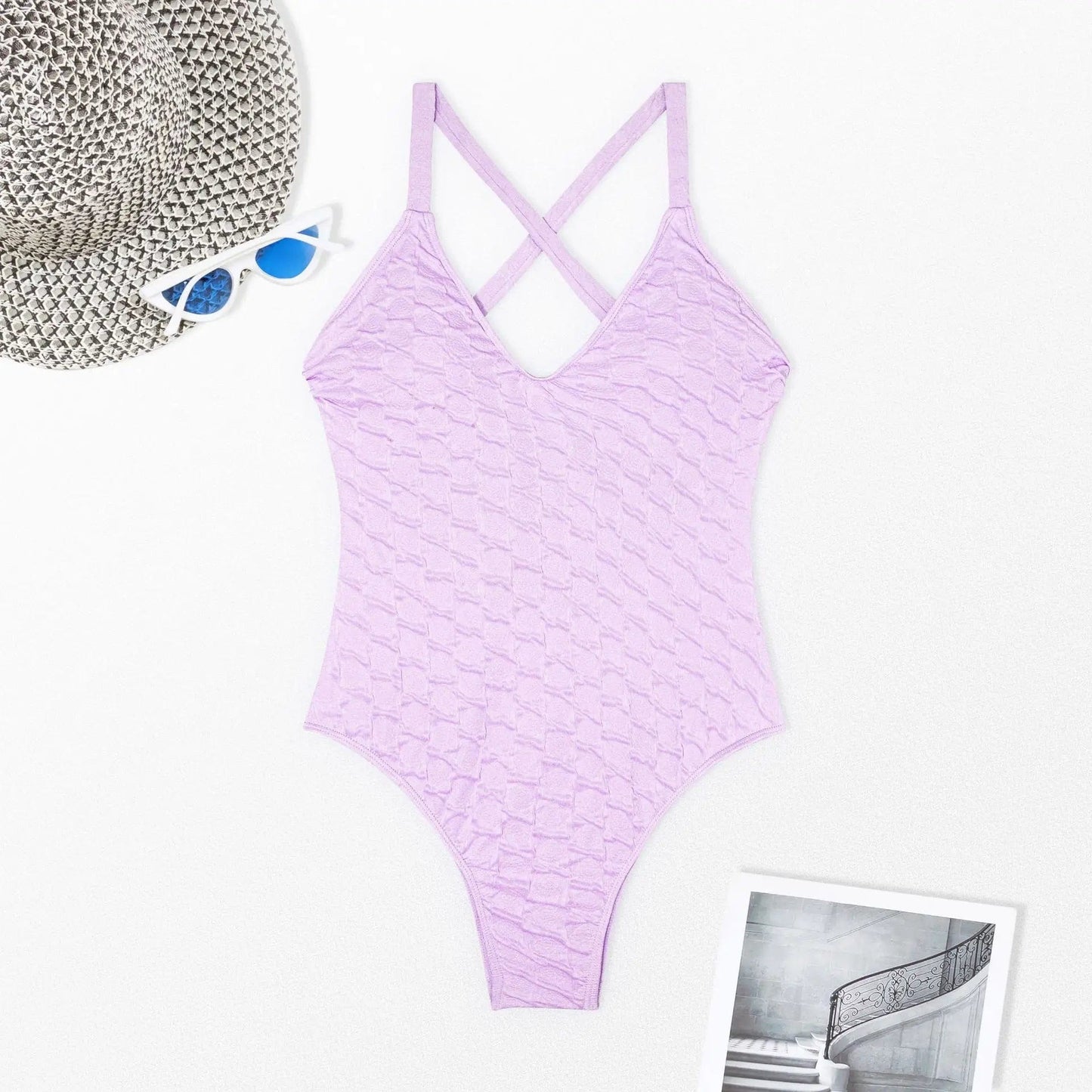 XL / Purple New Sexy Swimwear Solid Backless Quick Dry Women Thong One Piece Swimsuit