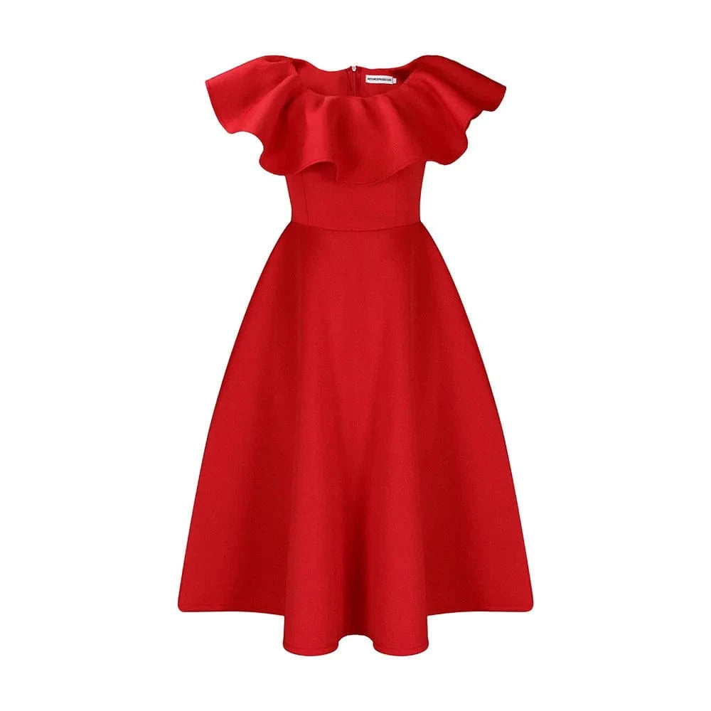 XL / Red Latest Pink Design Summer Evening Dress Wedding Bridesmaid Clothing Sexy A Line Short Sleeve Pleated Dresses