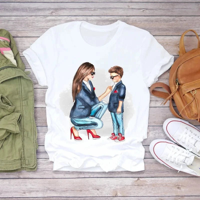 XL / Style-28 Family Cartoon Super Mom Life Momlife Mama Mother Summer Print Lady Outfits Top T Shirt Ladies Womens Graphic Female Tee T-Shirt
