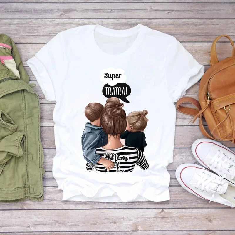 XL / Style-8 Family Cartoon Super Mom Life Momlife Mama Mother Summer Print Lady Outfits Top T Shirt Ladies Womens Graphic Female Tee T-Shirt